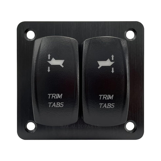 Green Led Trim Tabs Panel (ON)-Off-(ON) Momentary Rocker Switch Panel 3 Way Toggle Switch Panel for Marine Boat Pontoon Yacht Console 12V/20A 24V/10A Waterproof IP68