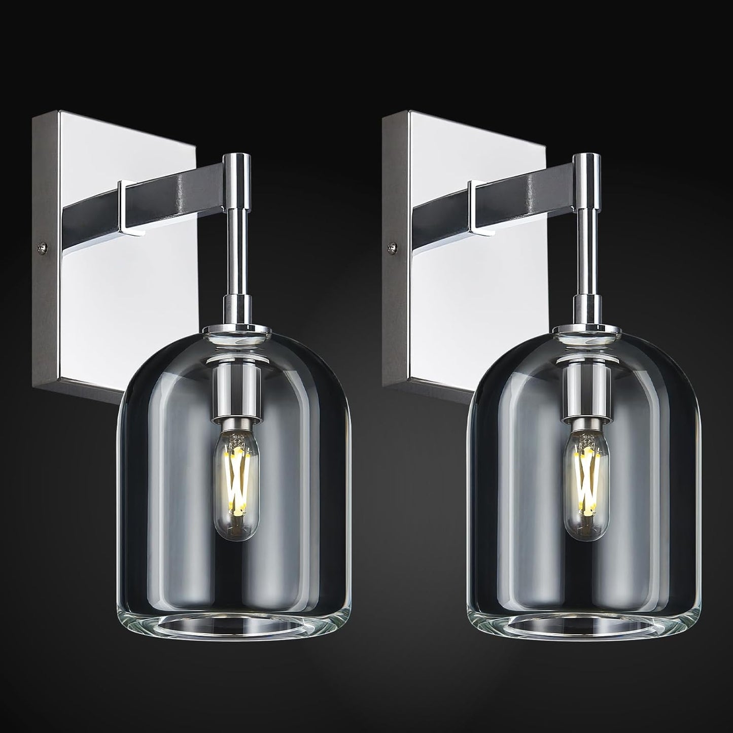 Modern Crystal Wall Sconces Set of Two Indoor Chrome Wall Lamp Vanity Wall Lighting for Bathroom Bedroom Living Room Stair（2Pack）