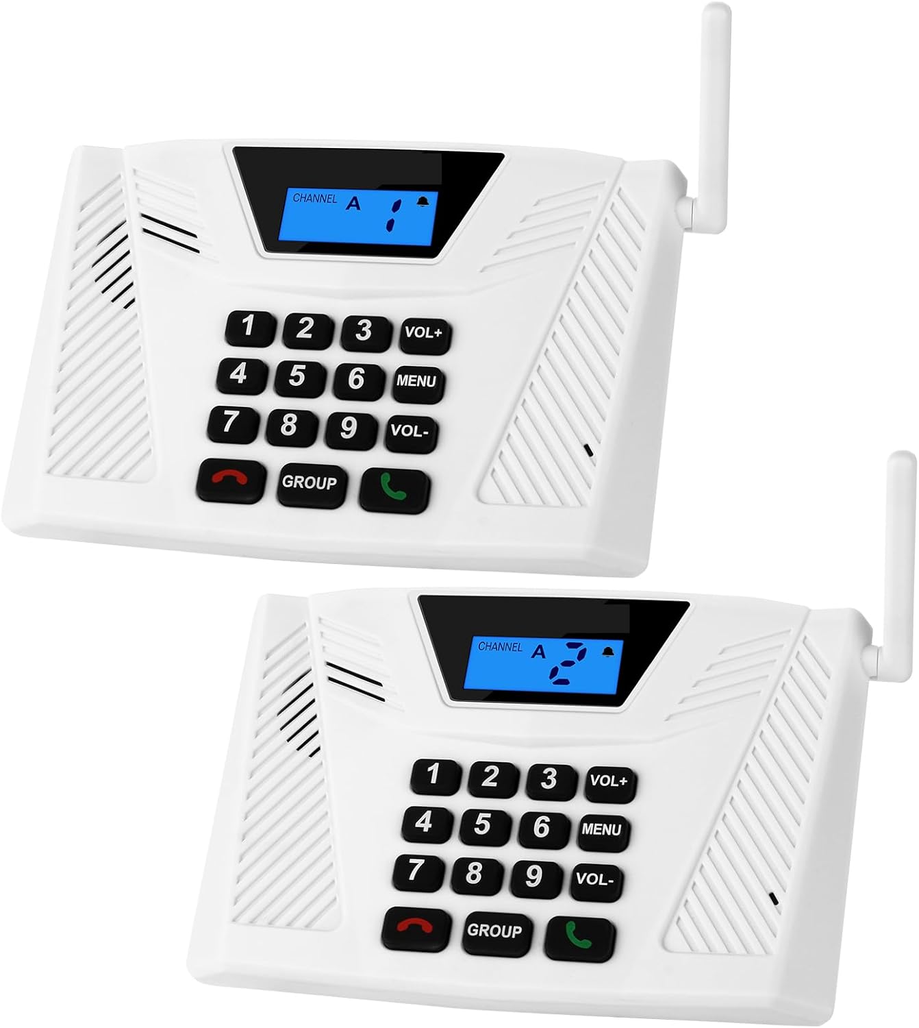 Intercoms Wireless for Home, Full Duplex Hands-Free Intercom, 5300ft Long Range Intercom System, Group Call and Auto Answer, 2 Code 9 Channel for House Office Hospital (2 Pack)
