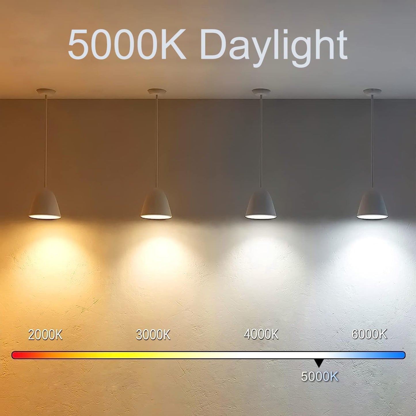 5 Inch Edison Bulb, 5000K Daylight White E26 Led Bulb 6W Dimmable, 800LM T10 T9 Clear Glass Tubular Light Bulbs, AC 120V Equal 80 Watt Bulbs for Chandelier Pendant Wall Light - 4Pack