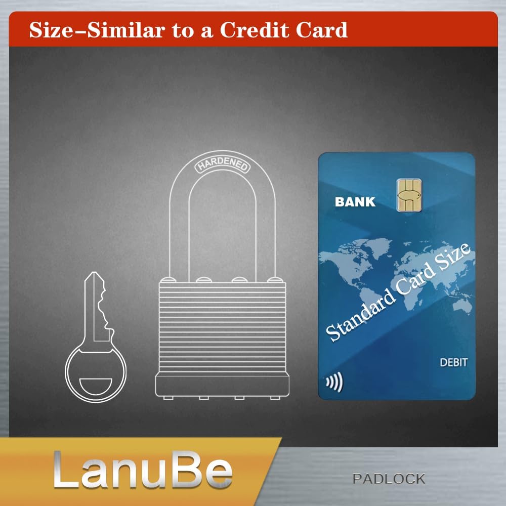 LanuBe Lock Laminated keyed Padlock (1-9/16", 40mm), keyed Alike Locks, Long Shackle,Marked Black Plastic Hoop, Pack of 24