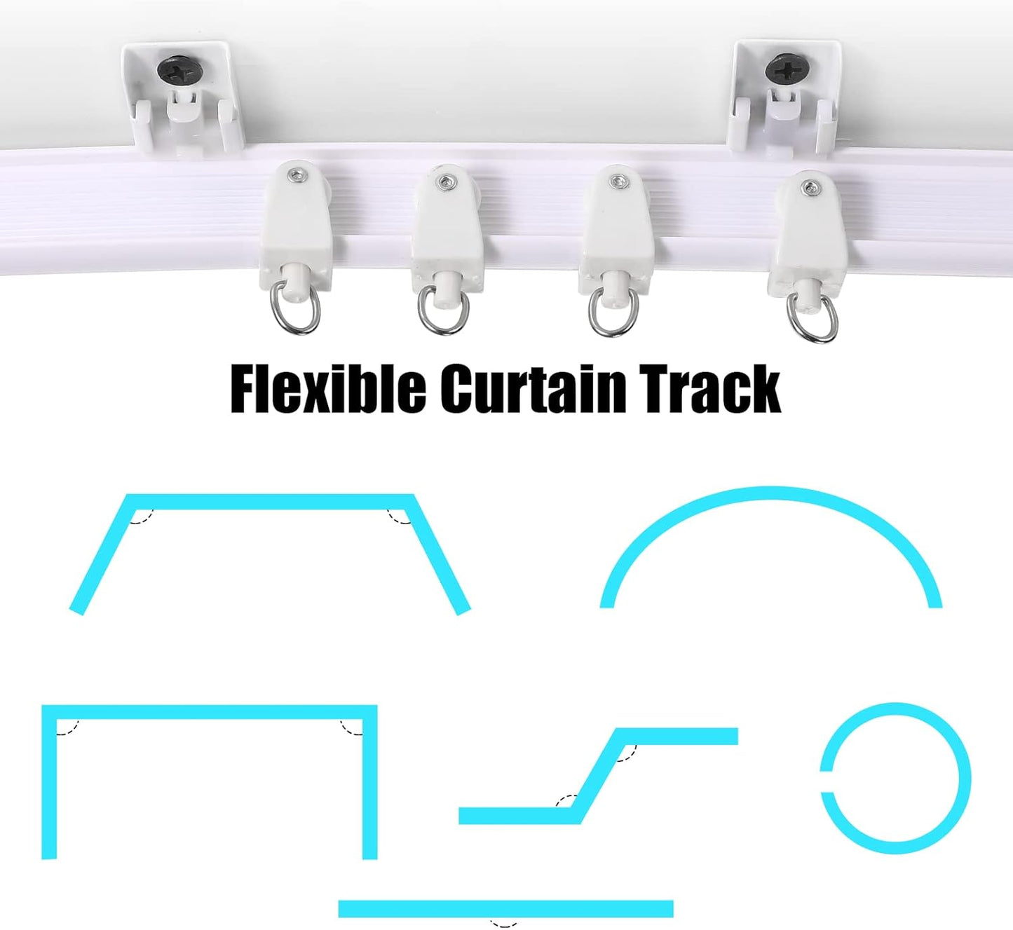 Jetec Curtain Tracks Ceiling Flexible Curtain Track Bendable Rail Curved Wall Mounted for Living Room Bedroom Divider Rod RV(10 Meter/ 32.8 Feet,White)