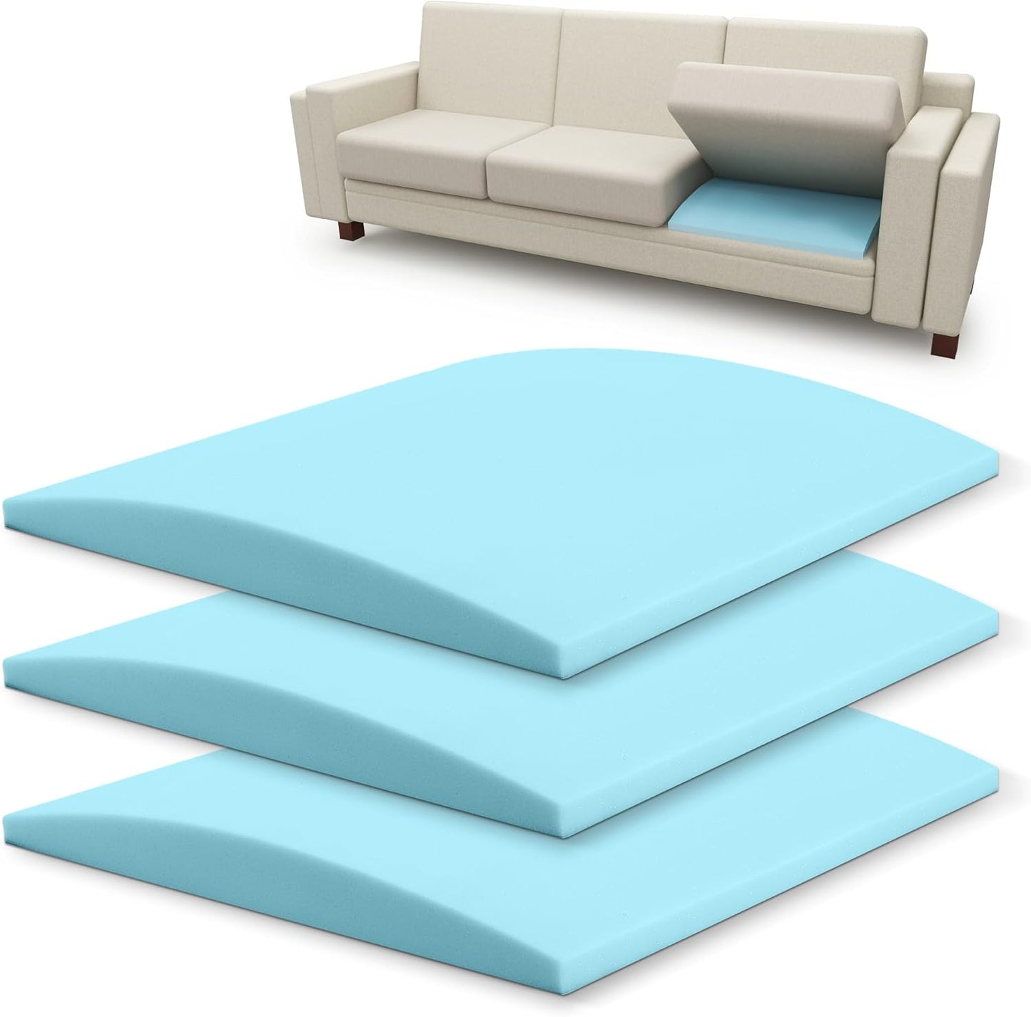 Tromlycs Couch Sofa Cushion Support for Sagging Seat 22 x 22 inch Arched Furniture Seat Under Cushion Sag Repair Set of 3