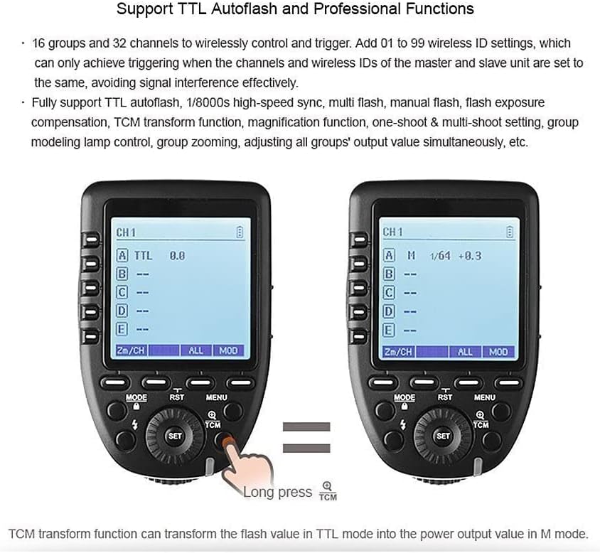 Godox XPro-S Compatible for Sony TTL Wireless Flash Transmitter Trigger 1/8000s HSS TTL-Convert-Manual Function Large LCD Screen Slanted Design 11 Customizable Functions 5 Dedicated Group Buttons