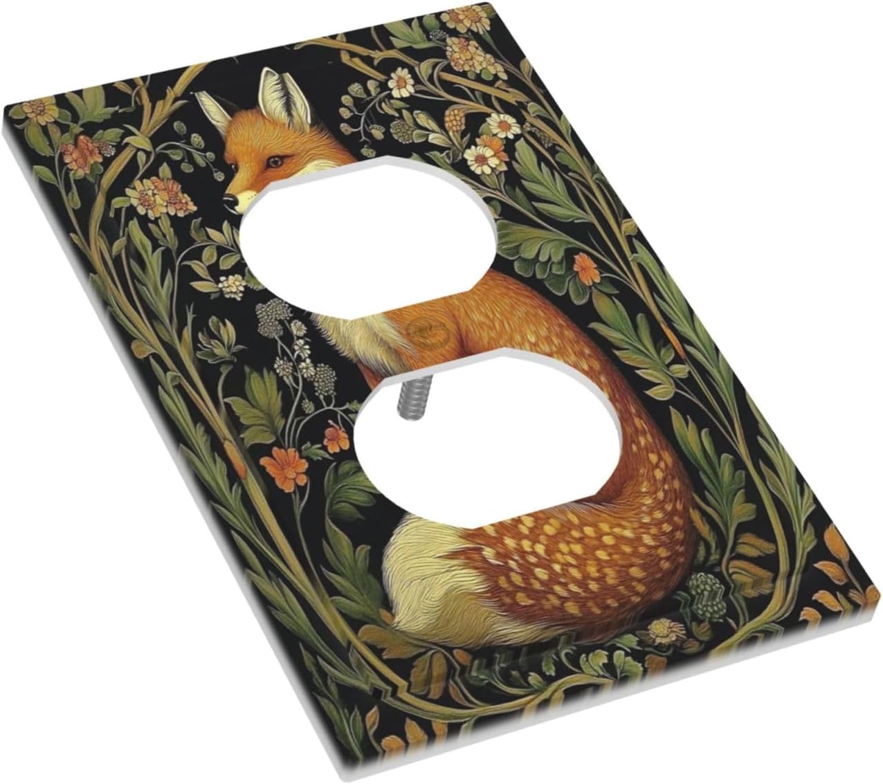 Fox Morris Plants Flowers Vine Colorful Floral Outlet Covers 1 Gang Duplex Light Switch Cover Decorative Switch Plates Electrical Receptacle Faceplate Wall Plate For Bed Room Living Room Decor