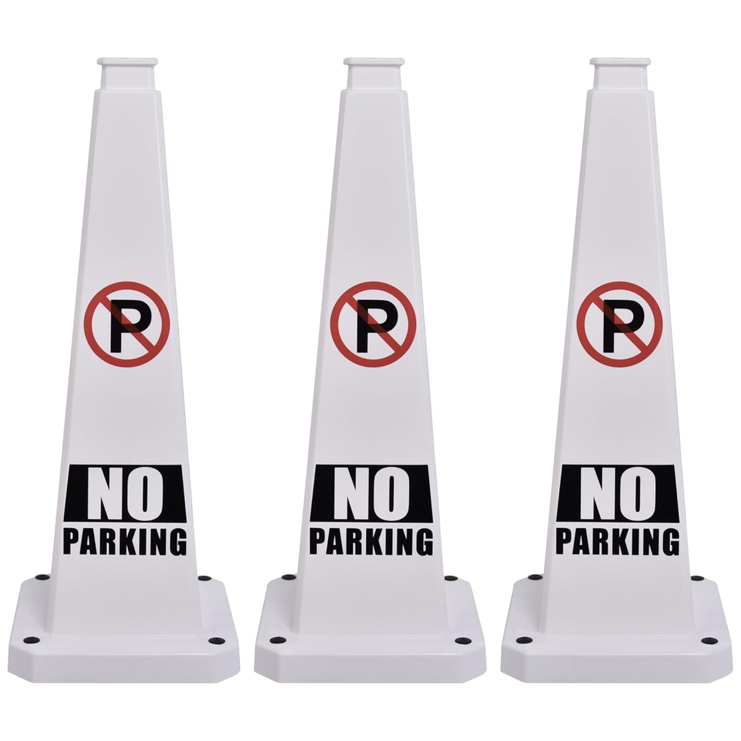 OrangeStar 3-Pack 28" No Parking Cones, Large 4-Sided Traffic Cones with Heavy Rubber Base for Parking Lot Control, Safety, Driveway | Indoor Outdoor Use
