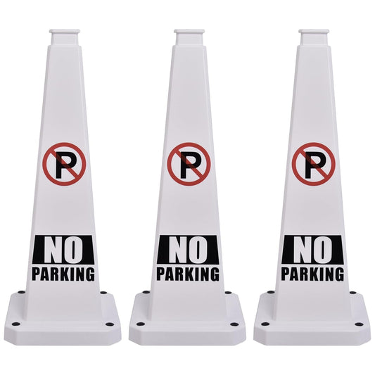 OrangeStar 3-Pack 28" No Parking Cones, Large 4-Sided Traffic Cones with Heavy Rubber Base for Parking Lot Control, Safety, Driveway | Indoor Outdoor Use