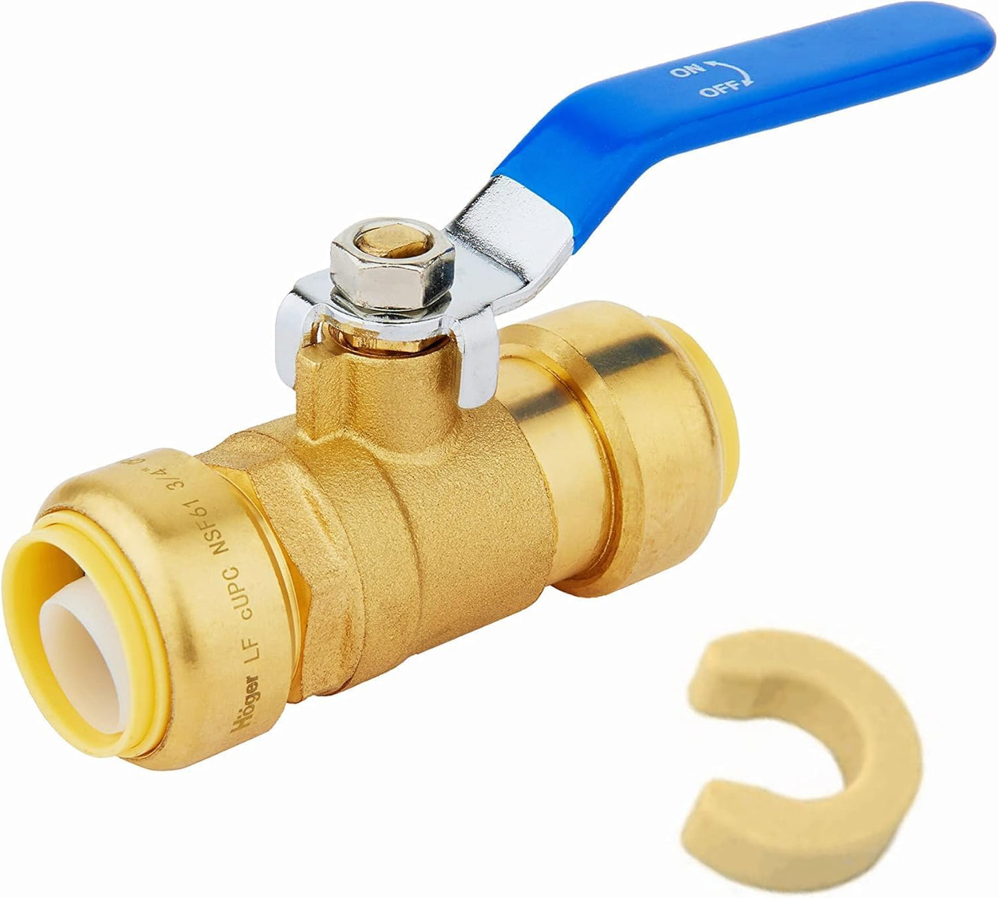 (Pack of 5) EFIELD 1-Inch Push-Fit Full Port Ball Valve with a Disconnect Clip Tool, Blue Level, UPC Certified, LF Brass,(PF-VALVE080-5PCS)