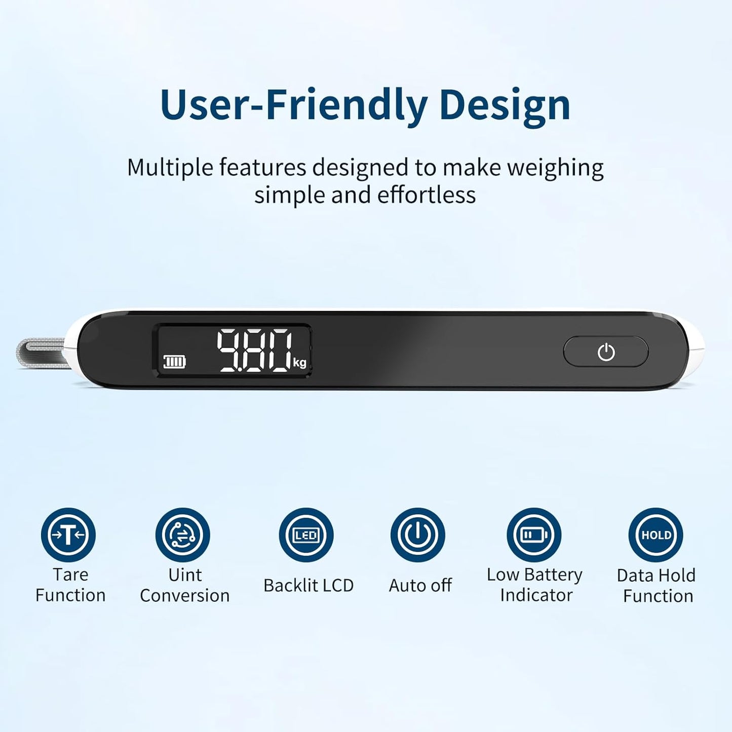 Ultrean Luggage Scale, 110lb Digital Suitcase Weight Scale for Travel, Portable Handheld Baggage Scale with Rubber Paint, Hook, Battery Included