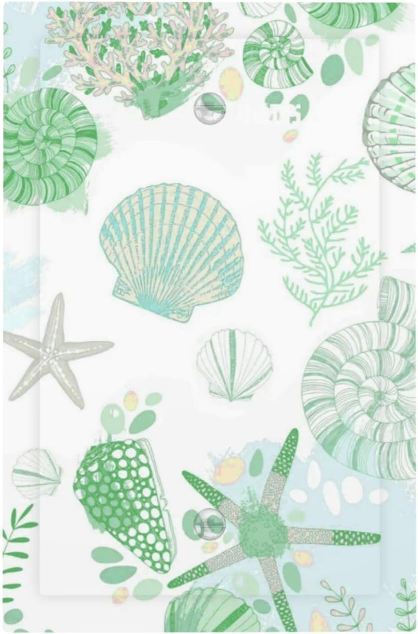 Beach Nautical Starfish Scallop Coral Conch Light Switch Cover Plate 1 Gang No Device Blank Electrical Wall Plates Faceplate Decorative Switch Plate for Bathroom Home Decor