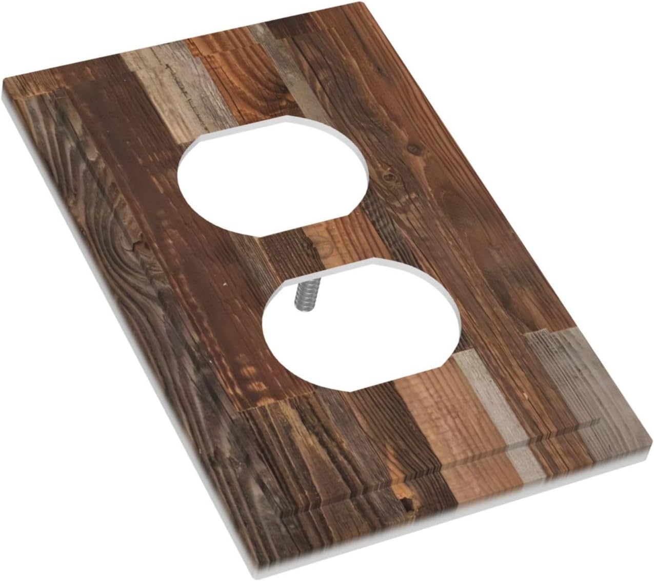 Vintage Brown Wooden Boards Print Wood Grain Outlet Covers 1 Gang Duplex Light Switch Cover Decorative Switch Plates Electrical Receptacle Faceplate Wall Plate for Farmhouse Home Decor
