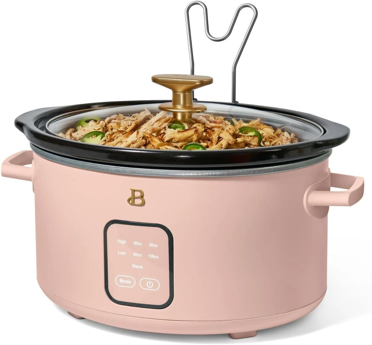 Beautiful 4-Qt Digital Slow Cooker with Smart Touch Screen, Removable Pot, Timer Presets, Ideal for Small Families
