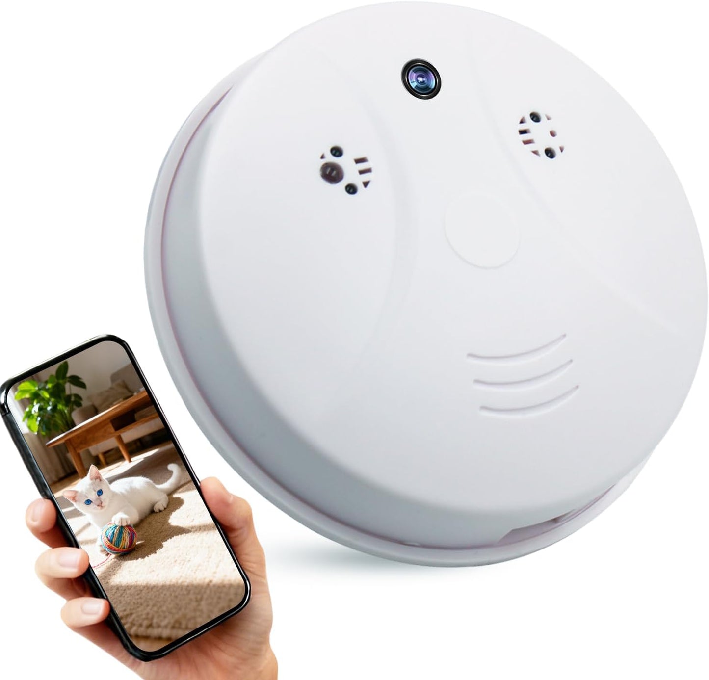 Smoke Detector Hidden Camera Wireless Spy Nanny Cam 1080P FHD WiFi Cameras with Real-Time View Motion Detection Night Vision for Home Indoor Security No Audio