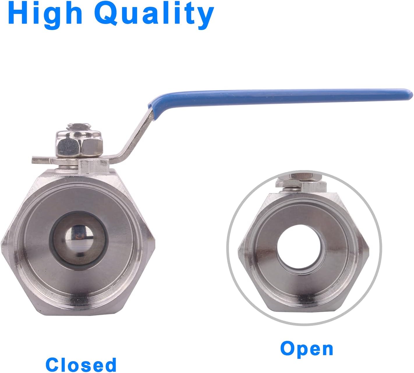 DERNORD Stainless Steel Ball Valve 1PC Type 1.25 Inch NPT Standard Port for Water, Oil, and Gas (Pack of 2)