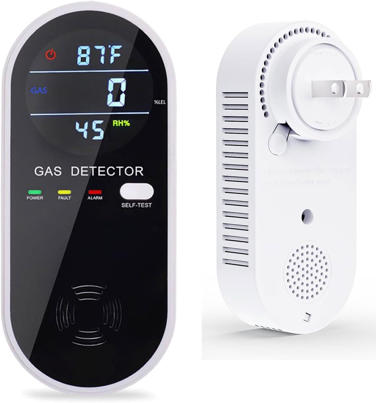 Natural Gas Detector, 3 in 1 Plug-in Propane Gas Detector(Gas, Temperature and Humidity Display), Combustible Gas Detector for Home & RV Gas Leak Detector for LNG, LPG, Methane