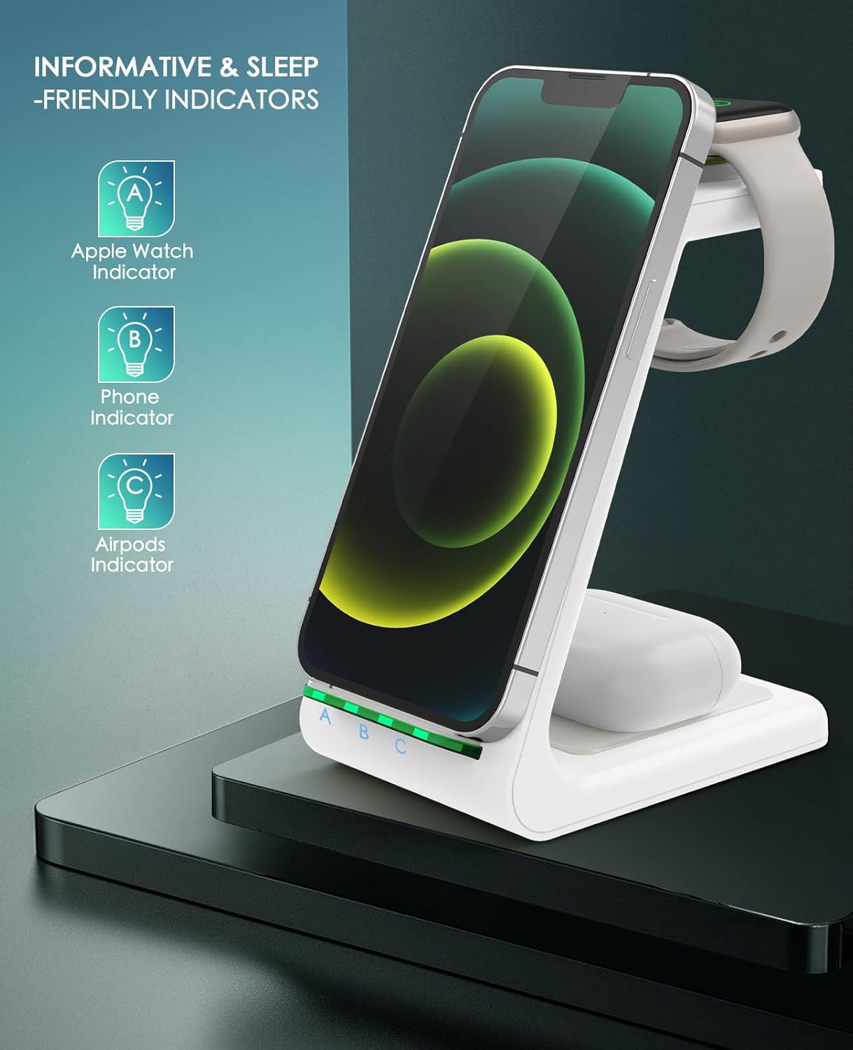 3 in 1 Wireless Charging Station, 2025 Upgraded Fast Desk Charger Station for iPhone 17 16 15 14 13 12 Pro Max Plus, Charger Stand for Apple Watch 11 10 9 8 7 6 5 4 3 2 Ultra SE, Airpods 4 3 2 Pro