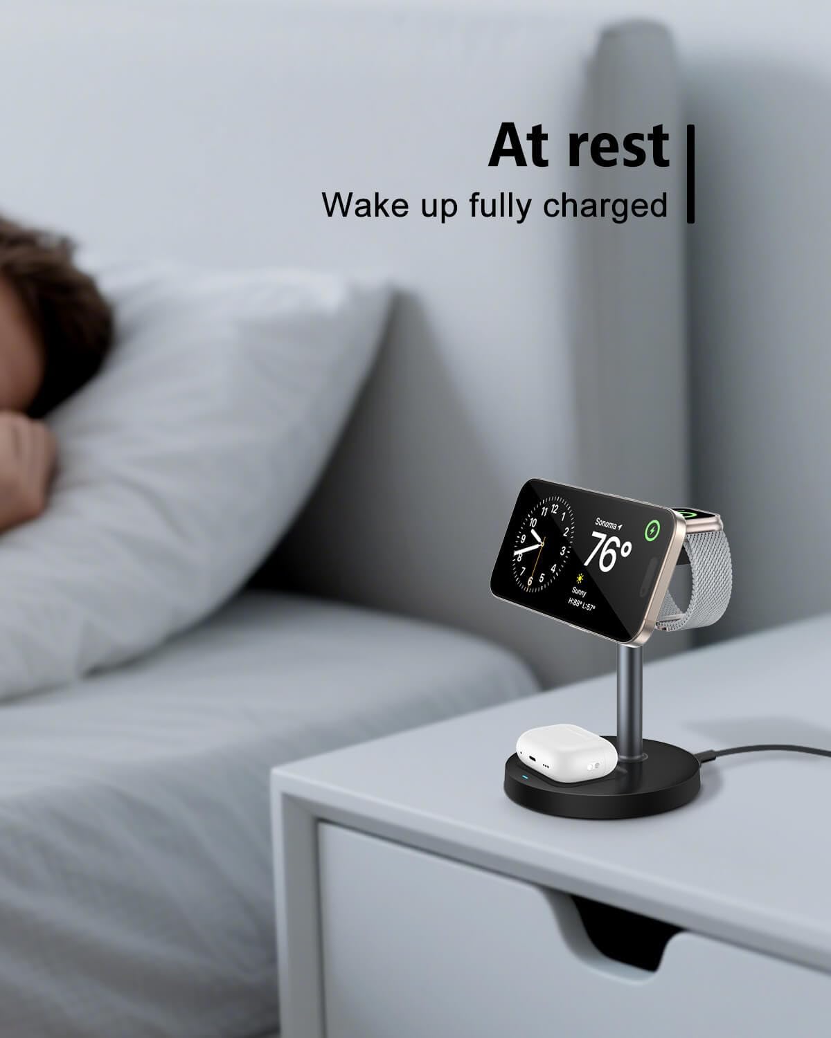 3 in 1 Wireless Charging Station for Apple Magsafe Charger Stand,15W Fast Magnetic Charging Station for iPhone 17 Air 16 15 14 13 12 11 Series, Watch Ultra & AirPods Apple Devices, Cell Phone Dock