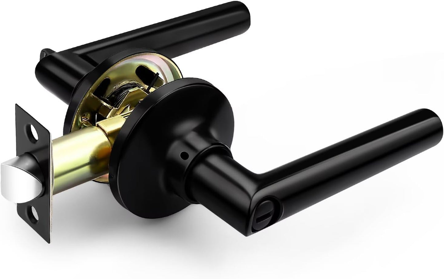 GOBEKOR 4 Pack Matte Black Door Handles Privacy Door Levers with Lock,Heavy Duty Interior Door Handles for Bedroom and Bathroom,Sleek Round Door Lever with No Key