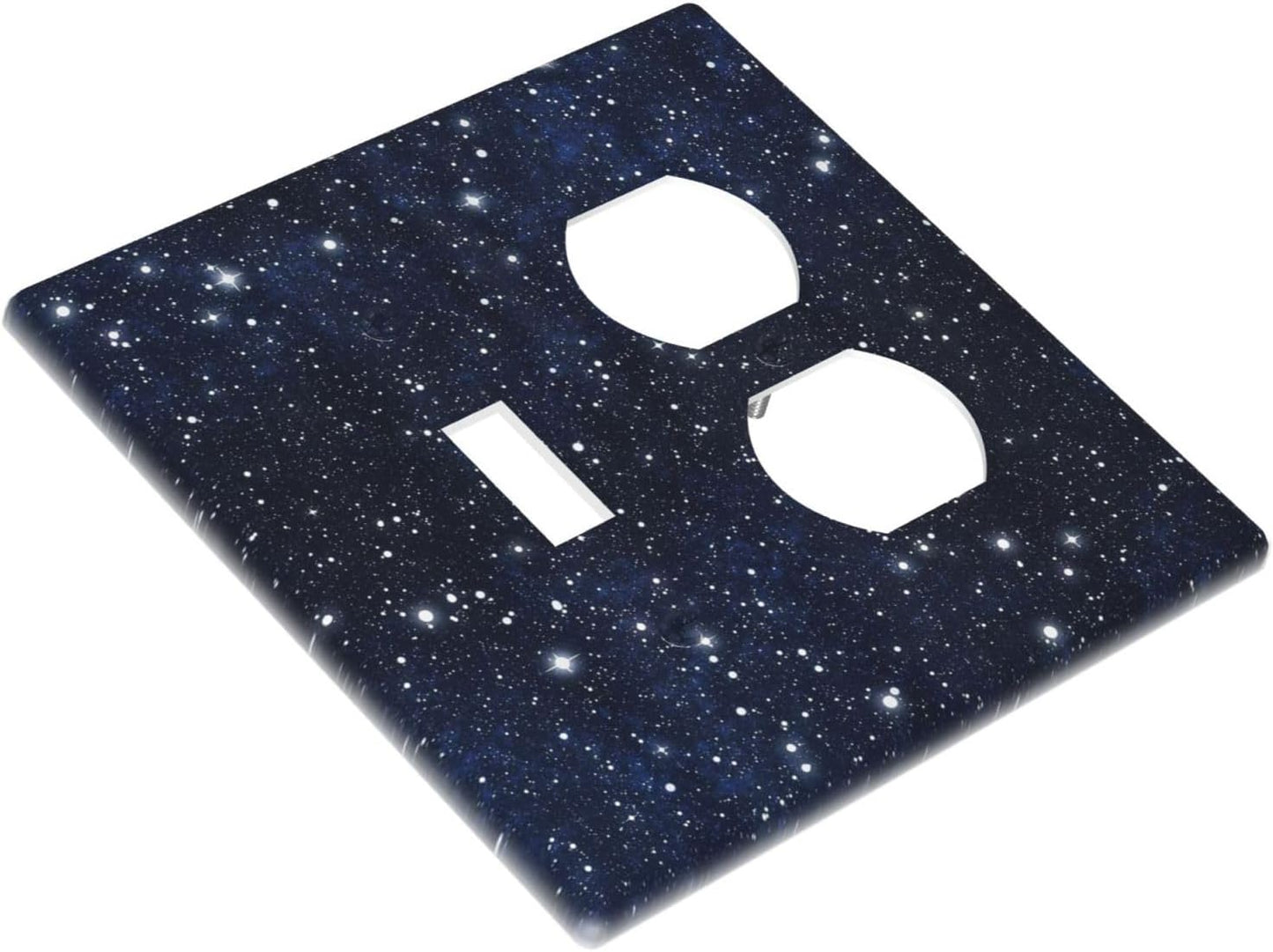 Decorative Outlet Covers Blue Galaxy Universe Space Stars 2 Gang Wall Plate Cover Single Toggle Duplex Combo Two Switch Light Switch Cover Plate Jumbo Dual GFCI Faceplate