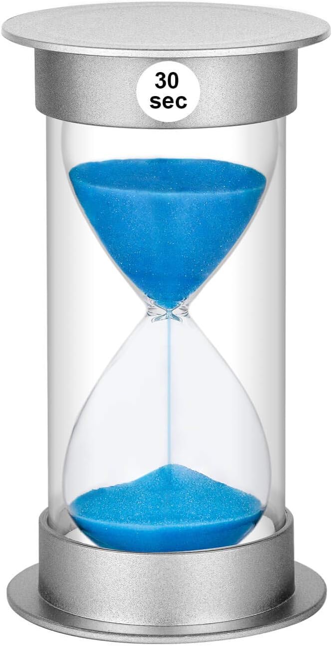 SuLiao 30 Second Timer for Kids, Large Durable Hourglass Sand Clock, Plastic Blue Sand Watch 30 Sec for Games Classroom