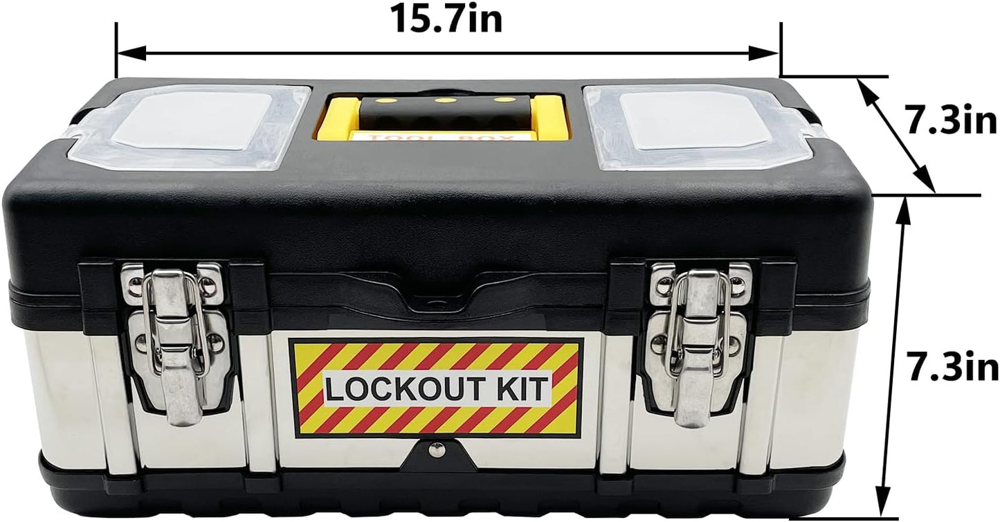 JOJOMARK Lockout Tagout Kit Electrical Loto - Group Lockout Hasps, Lockout Tags, Safety Padlocks with Number, Nylon Ties with Tool Box