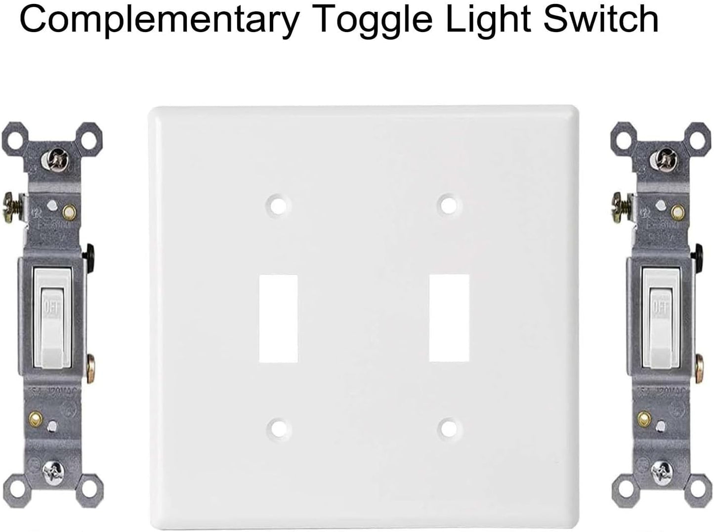 Toggle Light Switch Wall Plates 2-Gang Switch Electrical Cover Plate Unbreakable Thermoplastic Faceplate, White (10 Pack)