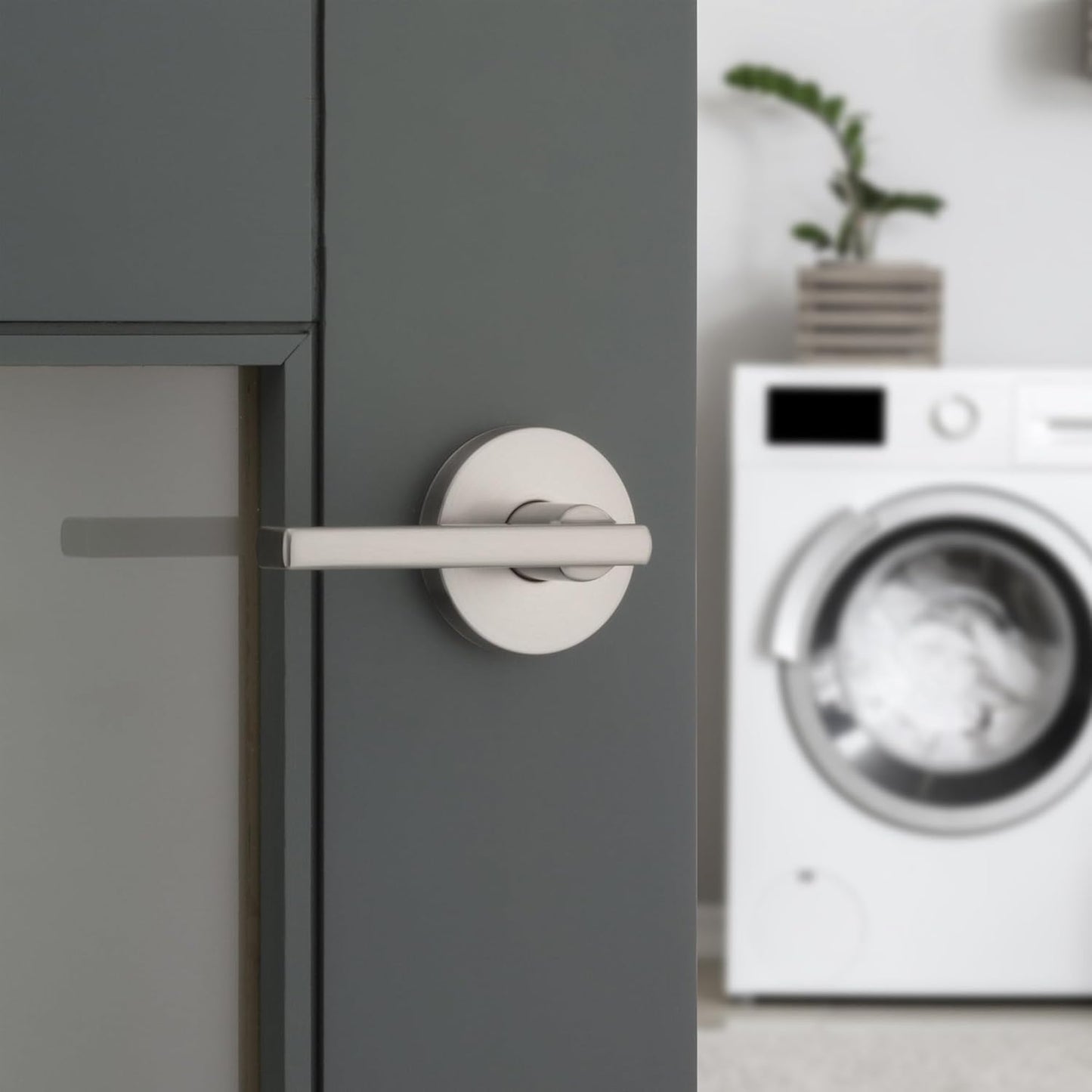 Kwikset Halifax Interior Passage Door Knob, Round Handle for Closet and Hallway Doors, Non-Locking Doorknob in Satin Nickel, with Microban Protection