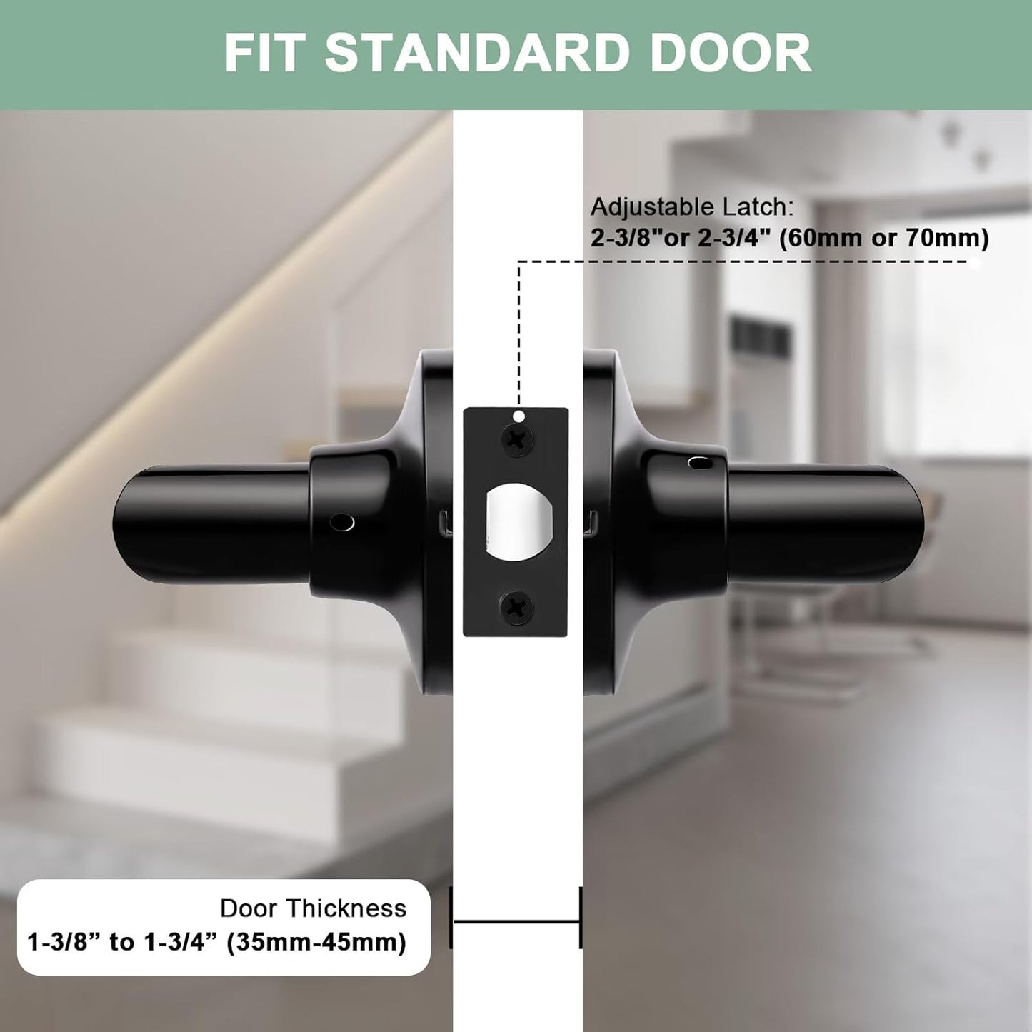 GOBEKOR 4 Pack Matte Black Door Handles Interior,Heavy Duty Passage Door Handles Interior Door Levers for Hallway and Closet, Modern Sleek Round Door Locks