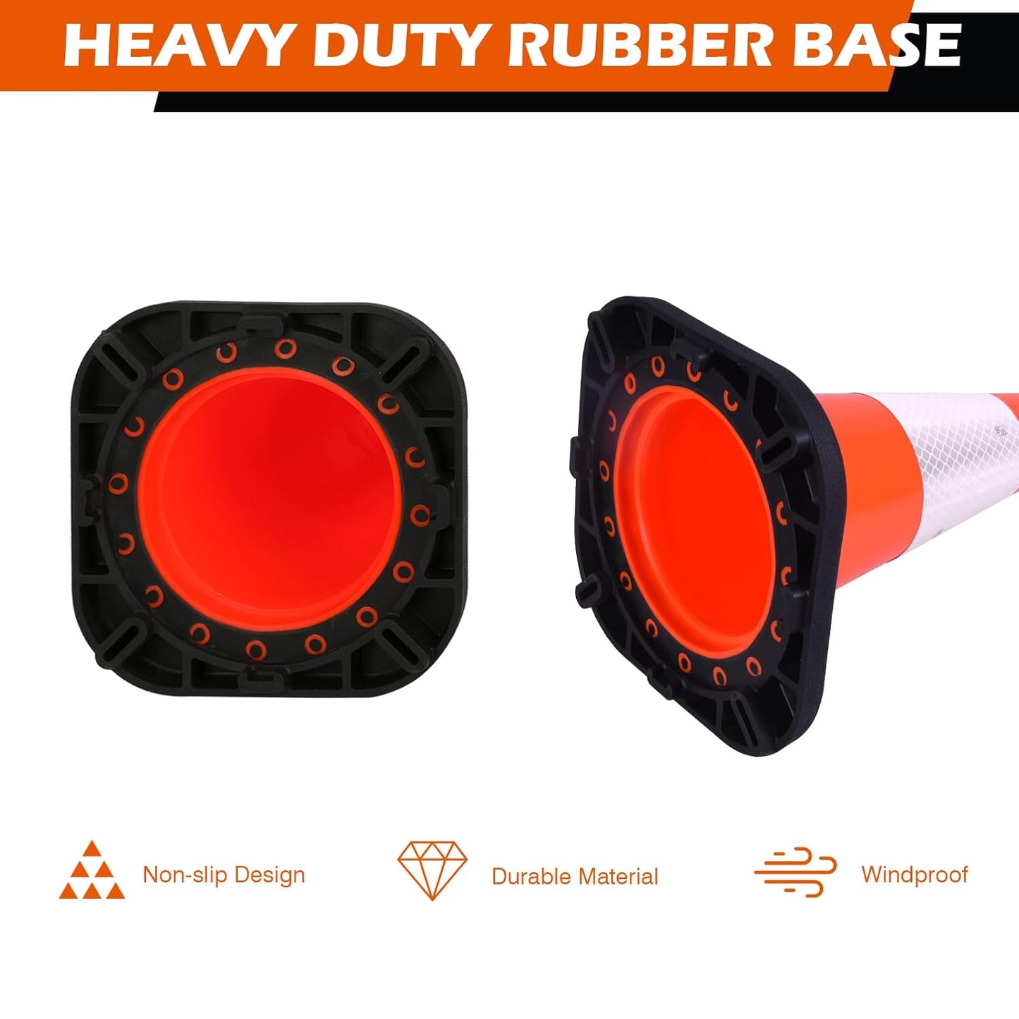 8 Pack 12 Inch Orange PVC Traffic Cones Black Base Stable Durable, Sport Training Soccer Practice Kids Safety Markers Indoor Outdoor Use (8, Orange, 12 Inch)