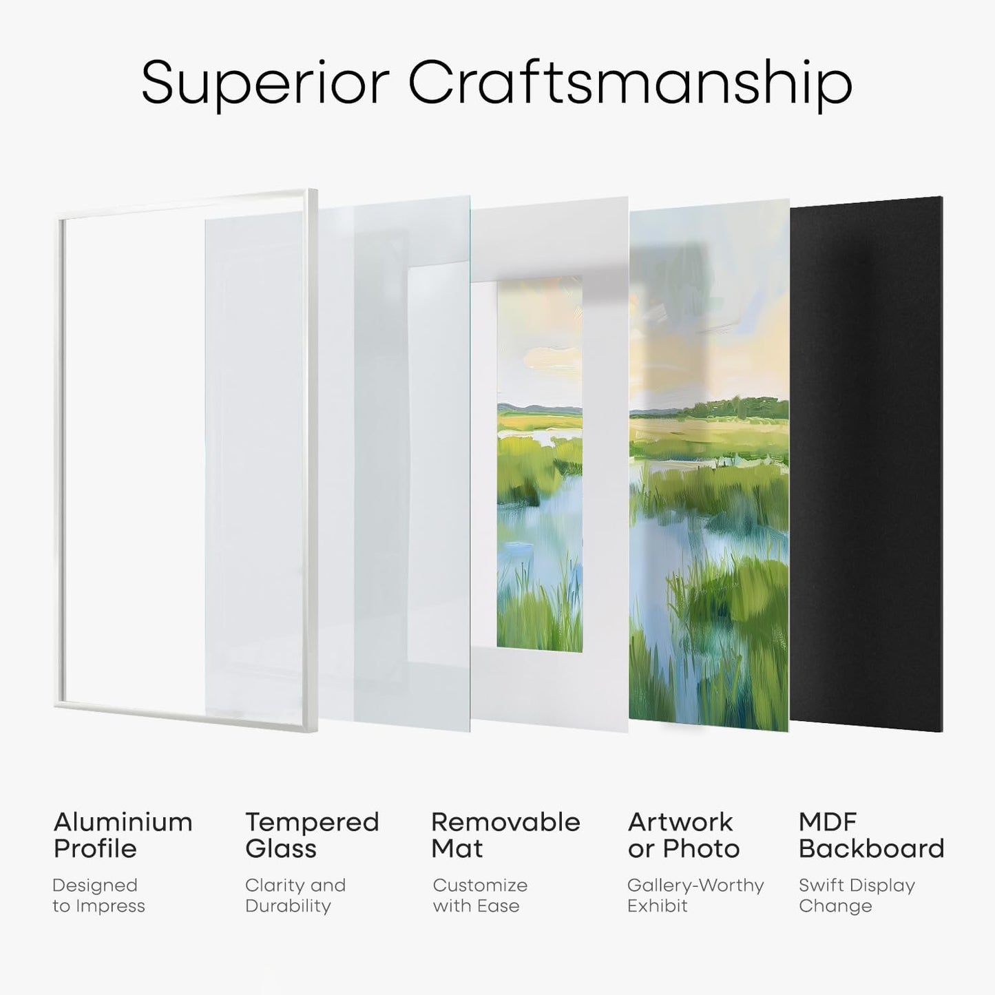 Homeforia 12x17 Picture Frame White, High End Metal 12x17 Poster Frames with Mat 10x15 for Photo, 12 x 17 White Frame Matted to 10 x 15 inch Print, 17x12 Thin Frame, Tempered Glass, Wall Kit, Set of 1