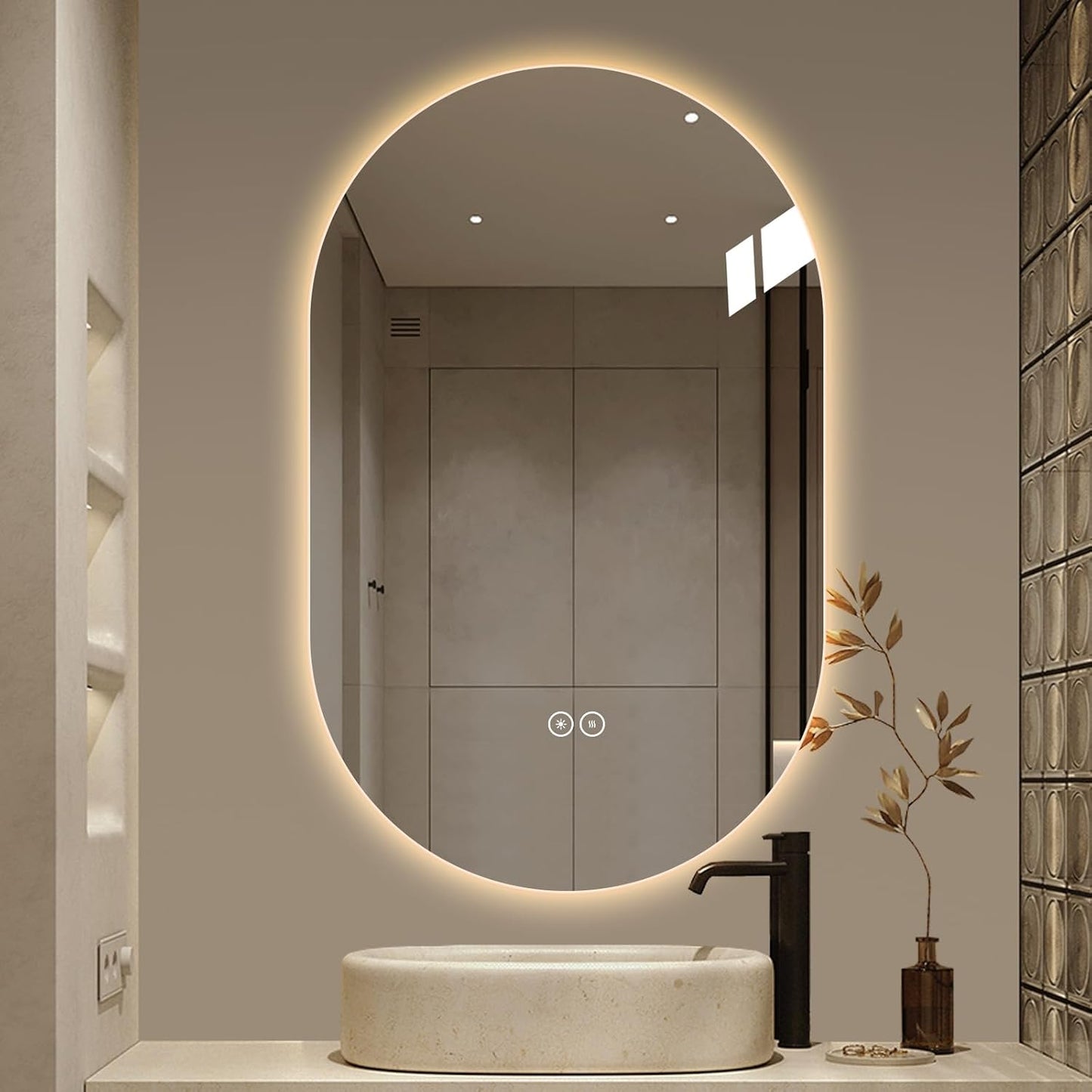 LAIYA 24V Full-Power Oval LED Bathroom Vanity Mirror,48X30inch Frameless Backlit Mirror with Light, Smart Anti-Fog Waterproof Mirror with Memory Function Dimmable Lighted Mirror