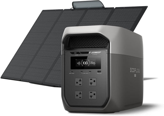EF ECOFLOW Portable Power Station DELTA 3 MAX with 400W Solar Panel, 3400W X-Boost Output, Ultra-Fast 0-80% Charging in 1.13 Hr, Home Backup & RV Camping