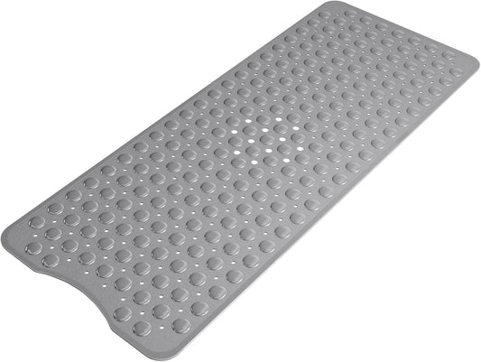 AmazerBath Shower Mat Non Slip 40 x 16 Inches, Shower Stall Mats with Suction Cups and Drain Holes, Non Slip Bath Mat for Tub for Elderly & Kids, Grey