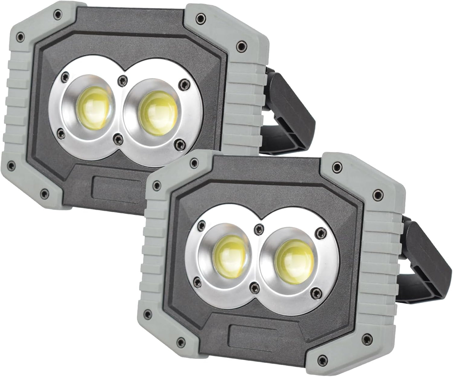 OTYTY LED Work Light 2-Pack, 30W 1500LM Portable Rechargeable Flood Lights with Magnetic Base, 4200mAh Battery for Outdoor, Camping, Hiking, Emergency, Car Repairing, Job Site Lighting (W839 Grey)