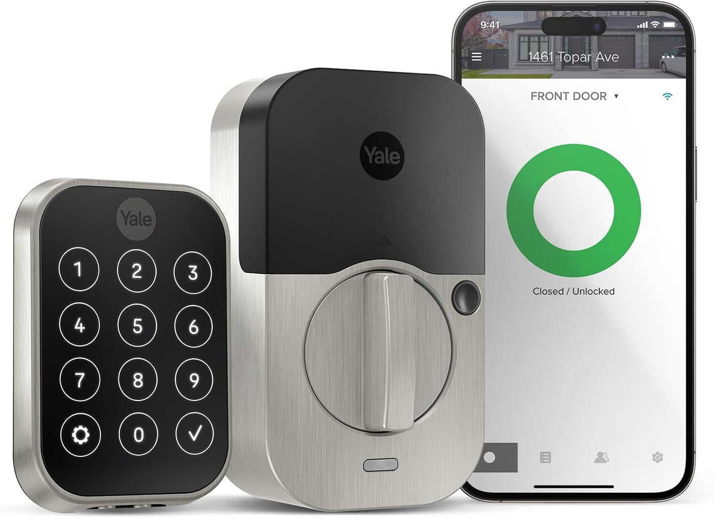 Yale Assure Lock 2 with Wi-Fi – Satin Nickel Smart Lock for Front Door with Keypad, App Control, Backup Key, and Deadbolt – Secure Keyless Entry Door Lock, YRD450-WF1-619