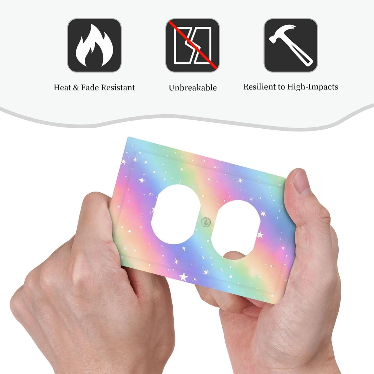 Decorative Outlet Covers Pink Blue Purple Iridescent Rainbow 1 Gang Duplex Light Switch Cover Plate Unique Wall Plates for Electrical Outlets Switch Plate Covers for Bedroom Home Decor