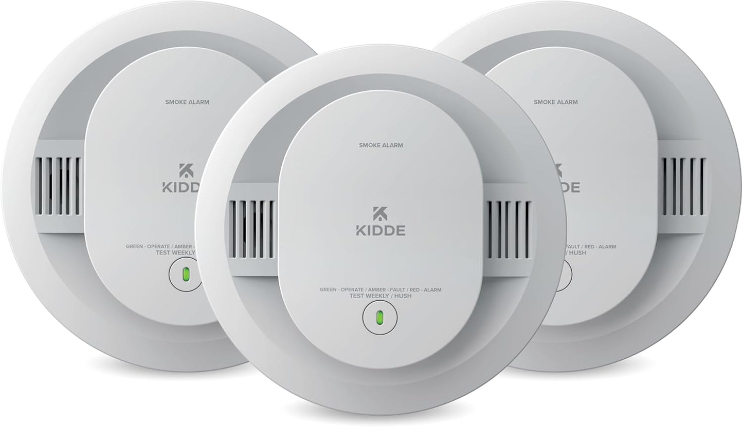 Kidde Smoke Detector for Home, AA Battery Powered, LED Light Notifications, 3-Pack