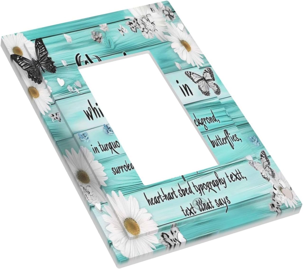 Teal Butterfly Daisy Rustic Wooden Signs Decorative Outlet Covers 1 Gang Single Rocker Light Switch Cover Plate Wall Plates Gfci Faceplate For Farmhouse Cabin Decor