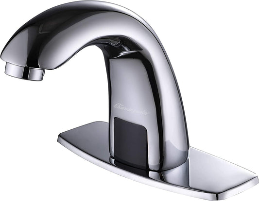 Charmingwater Touchless Bathroom Sink Faucet with Thermostatic Valve, Motion Automatic Sensor Faucet with Hole Cover Plate, Chrome