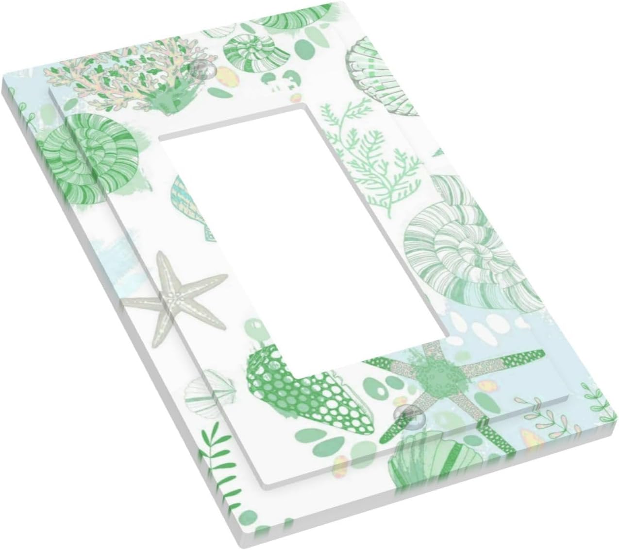 Beach Nautical Starfish Scallop Coral Conch Decorative Outlet Covers 1 Gang Single Rocker Light Switch Cover Plate Wall Plates GFCI Faceplate for Bathroom Home Decor
