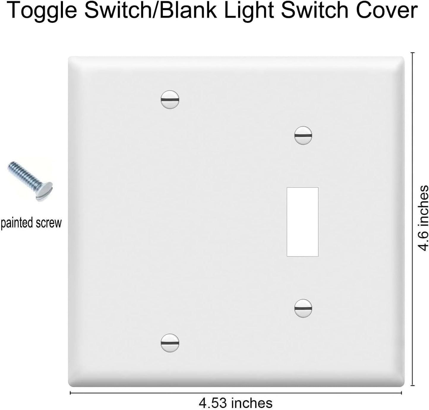 Toggle Switch/Blank Wall Plates 2-Gang Switch Outlet Electrical Cover Plate Unbreakable Thermoplastic Faceplate for Light Receptacle Outlet Switch, White (10 Pack)