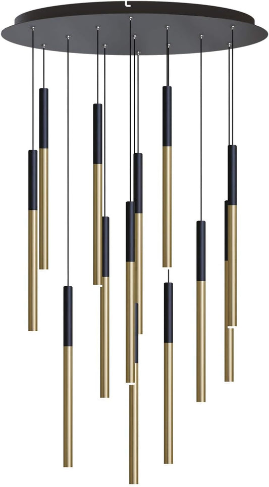 ALTAIR 13 Mini Pendantl Lighting Black-Brass - LED Hanging Light Fixture for Kitchen Island, Bar, Foyer - Cluster Pendants - Dimmable, Adjustable Wire, Lamp Bulb Included