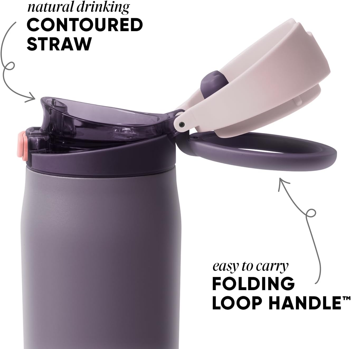 Simple Modern Mesa Loop Water Bottle with Covered Straw and Handle | 24oz Cup Holder Friendly Insulated Stainless Steel Bottles for Travel, Sports and School | Iris Sage