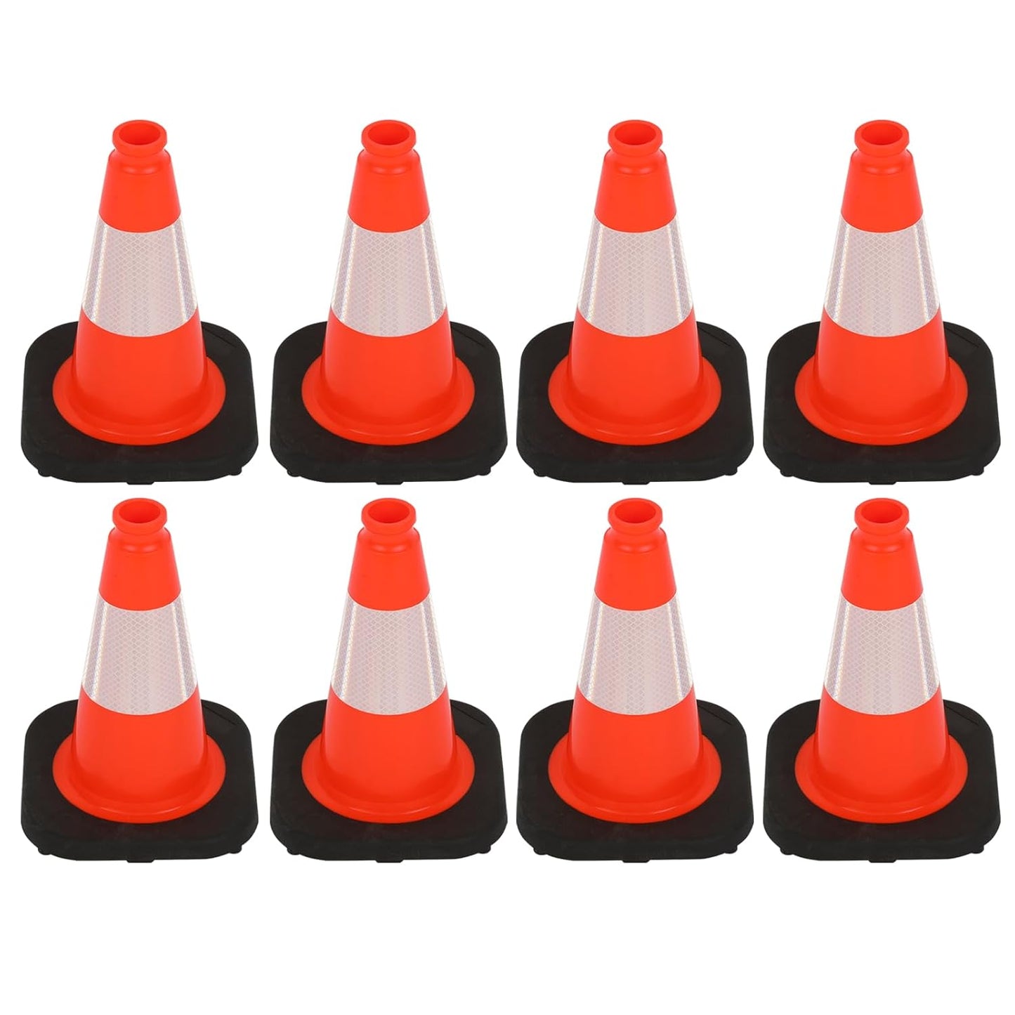 8 Pack 12 Inch Orange PVC Traffic Cones Black Base Stable Durable, Sport Training Soccer Practice Kids Safety Markers Indoor Outdoor Use (8, Orange, 12 Inch)