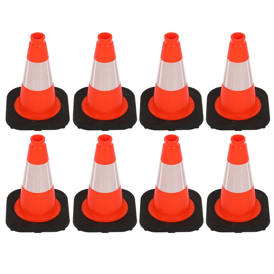 8 Pack 12 Inch Orange PVC Traffic Cones Black Base Stable Durable, Sport Training Soccer Practice Kids Safety Markers Indoor Outdoor Use (8, Orange, 12 Inch)