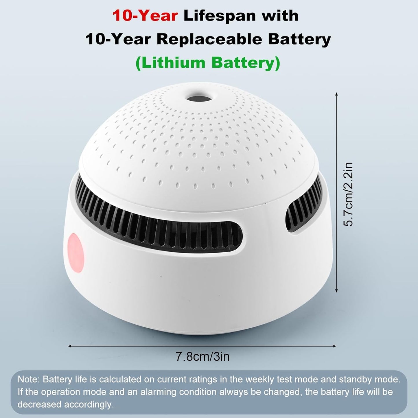 1-Pack Smart Smoke Detector,Wi-Fi Smoke Detector with Smart Life App Notifications,10-Year Replaceable Battery,Mini Fire Alarm Battery Powered for Home, RV