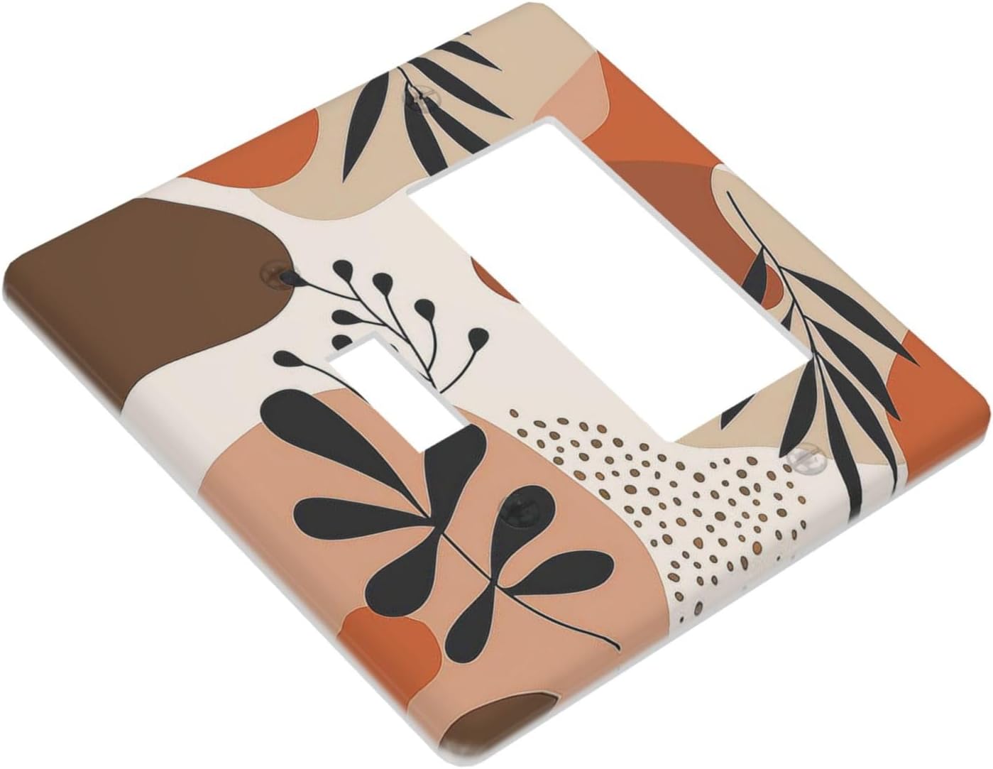 Outlet Covers Boho Botanical Orange Green Beige Minimalist 1 Toggle 1 Rocker Combination Decorative Wall Plate Electrical Switch Plates Light Switch Cover Plate for Bedroom living Room Decor