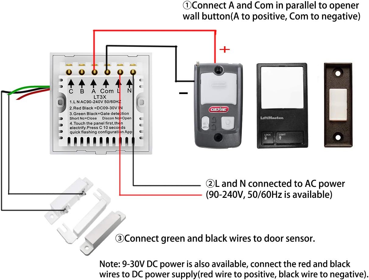 Wireless Garage Door Opener Remote WiFi Switch Universal Controlled by Smartphone for Automatic Gate Opener System (Without Door Sensor)