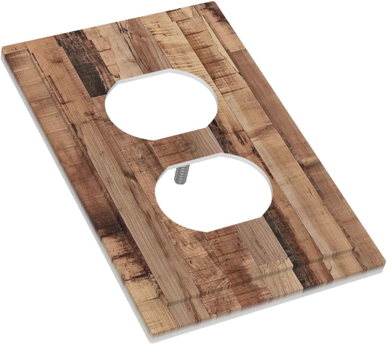 Outlet Covers Rustic Brown Wood Grain 1 Gang Duplex Wall Plate Decorative Switch Plates Electrical Receptacle Faceplate Light Switch Cover for Farmhouse Kitchen Decor