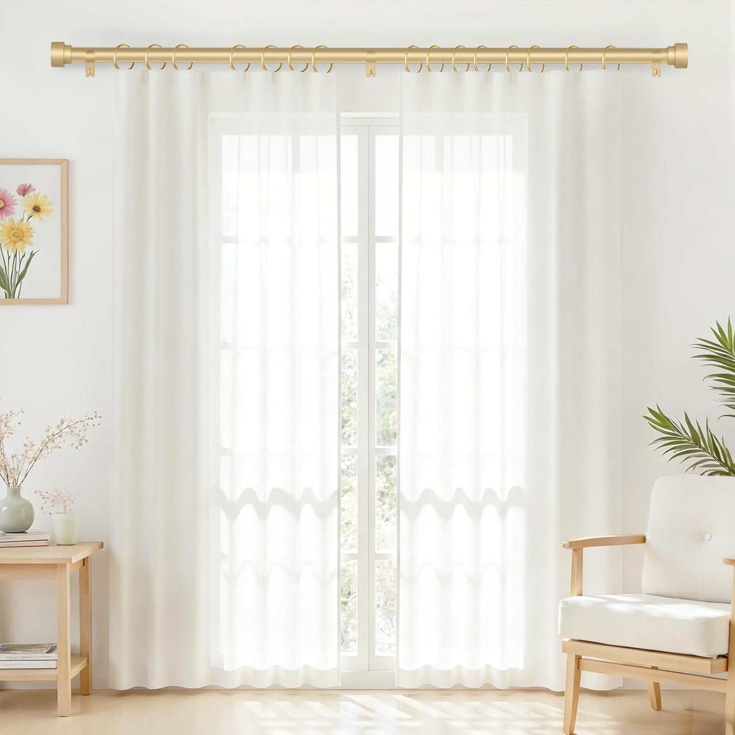 GEEBOBO 2 Pack Gold Curtain Rods for Windows 28 to 48 Inch, 1 Inch Adjustable Heavy Duty Decorative Curtain Rods, W1 (Gold, 32"-60",2 Pack)